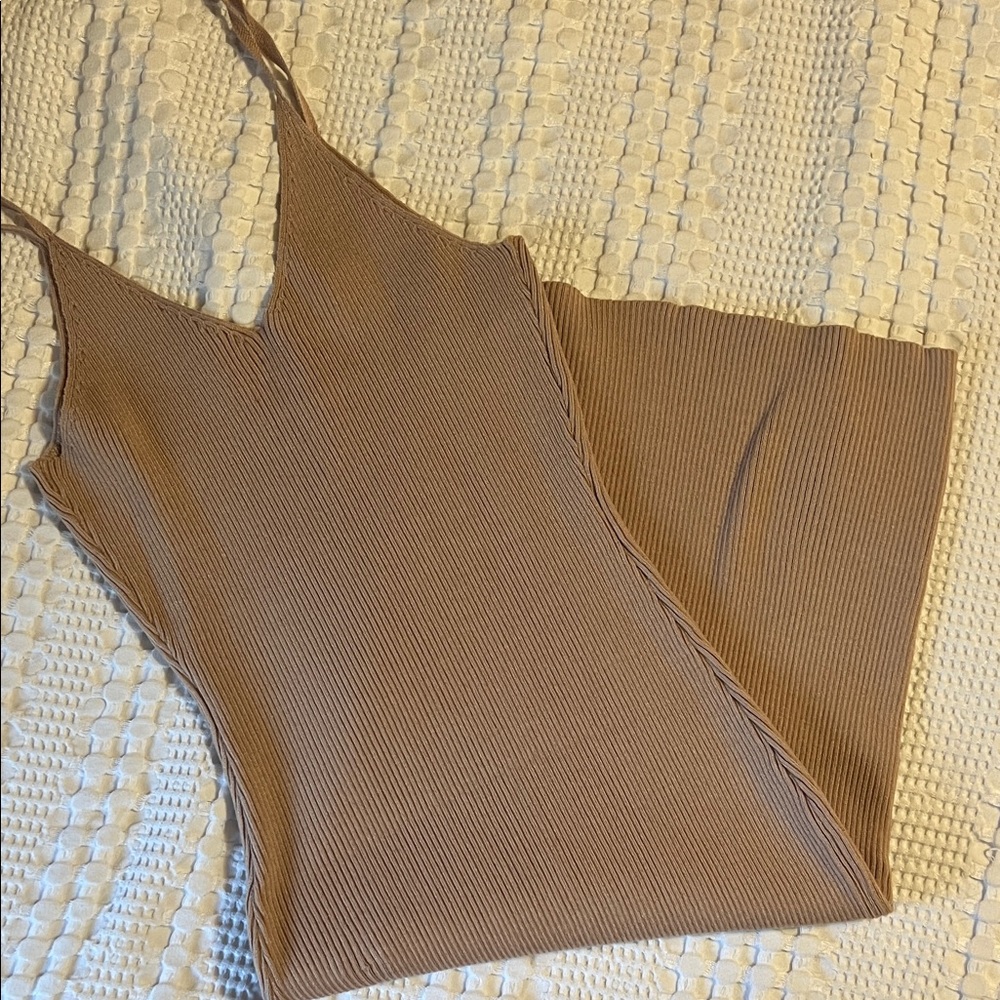SHEIN Brown Ribbed Midi Dress